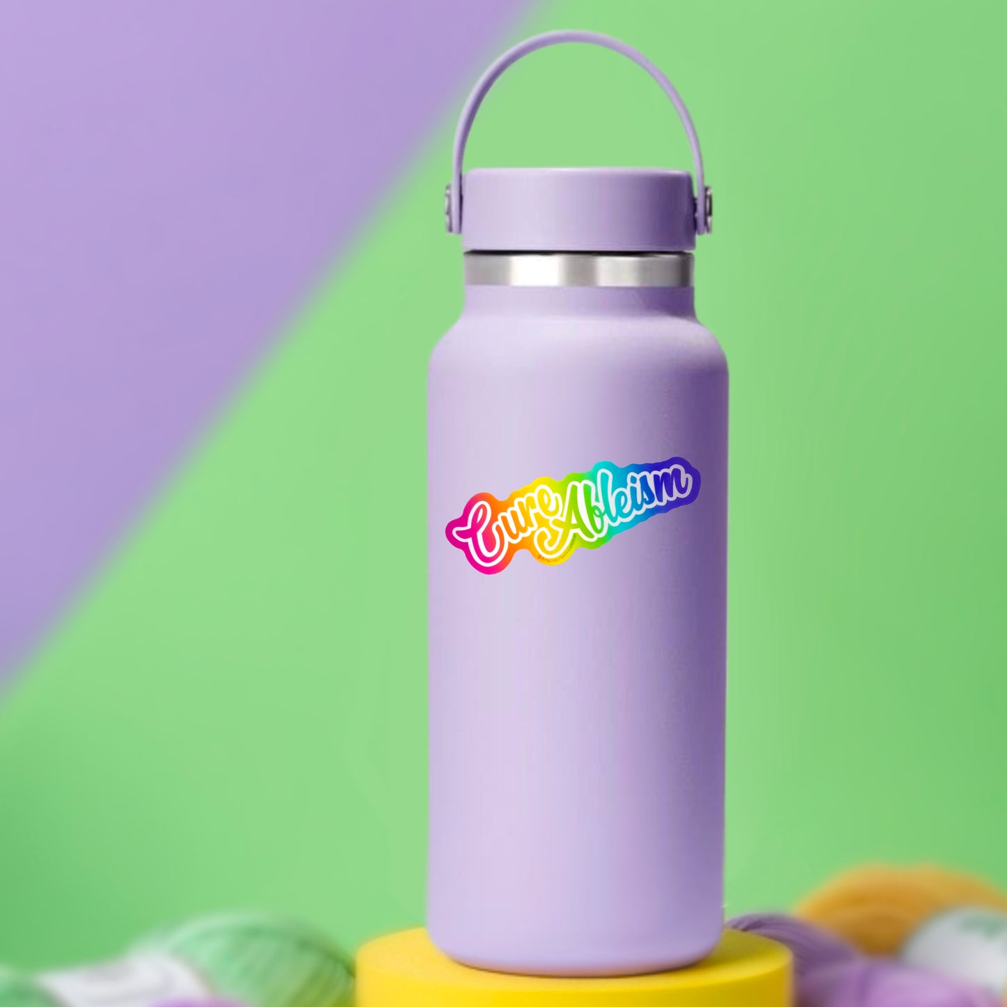 Disability Pride Rainbow Sticker | Cure Ableism Nostalgic Maximalism