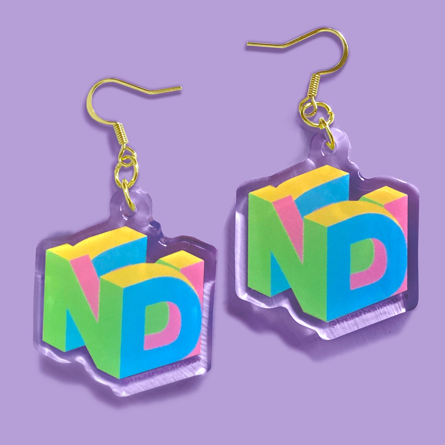 Neurodivergent Pride Earrings | ND 64 Retro Video Game Jewelry