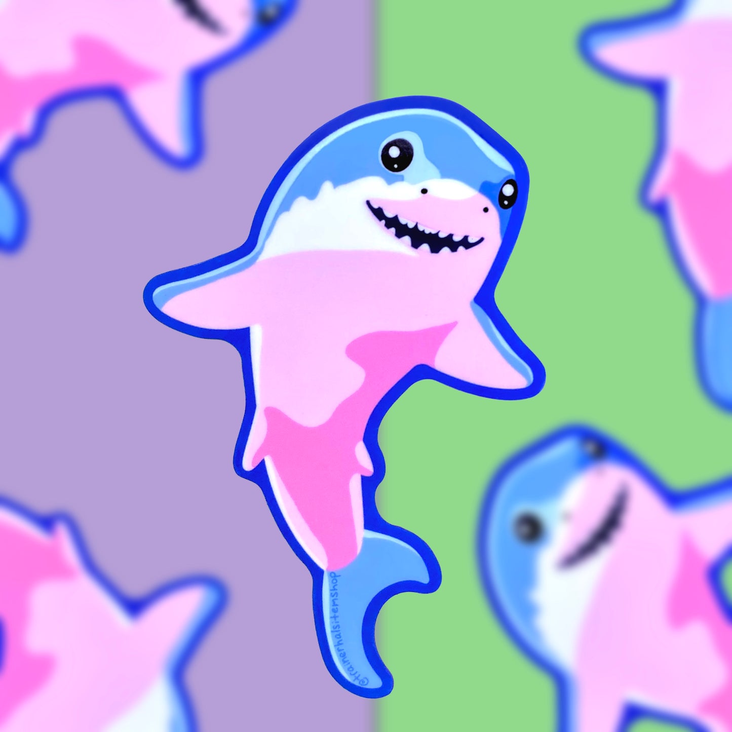 Trans Pride Shark Sticker | Cute Nostalgic Blåhaj Decal
