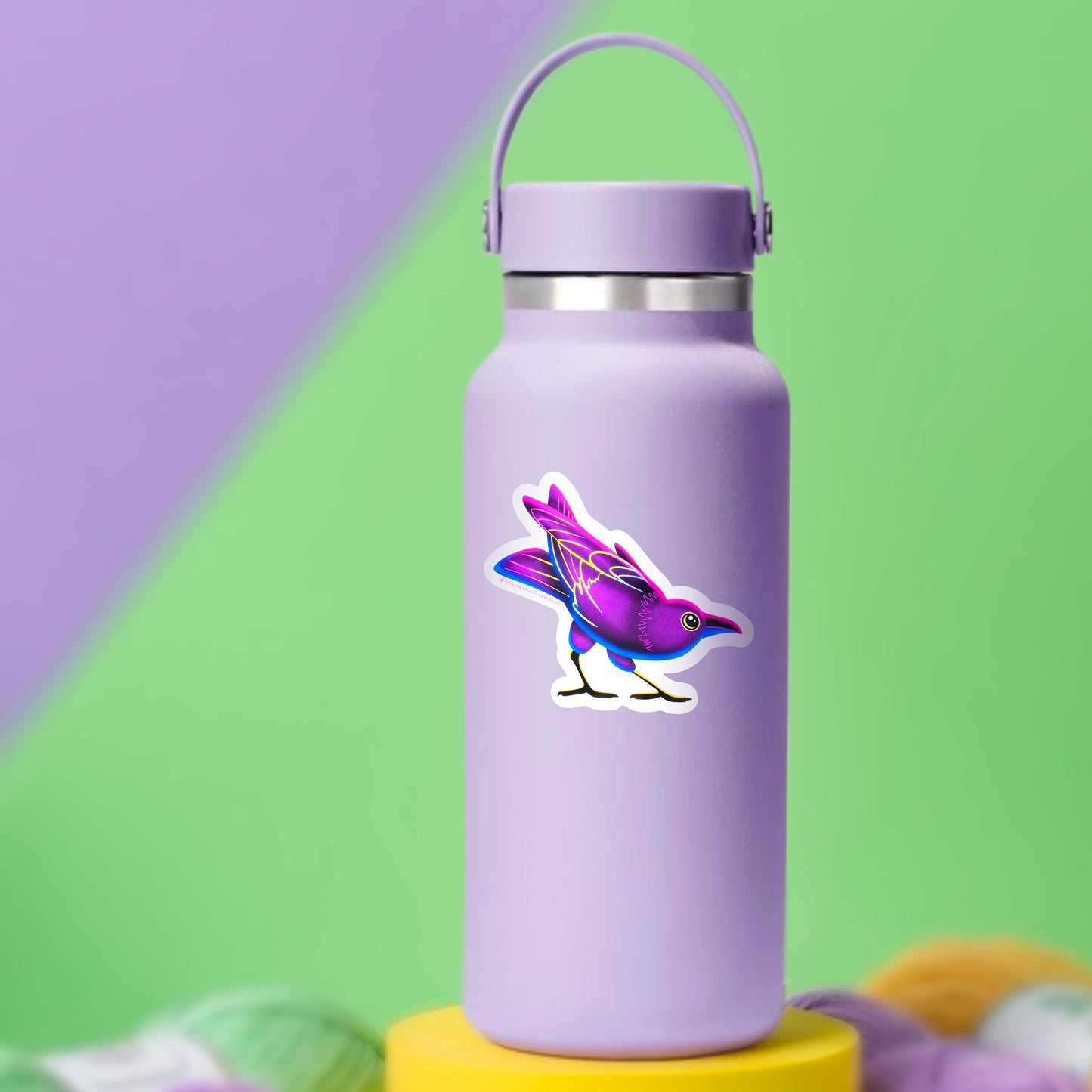 Cute Rainbow Crow Sticker | Colorful 90s Raven Decal