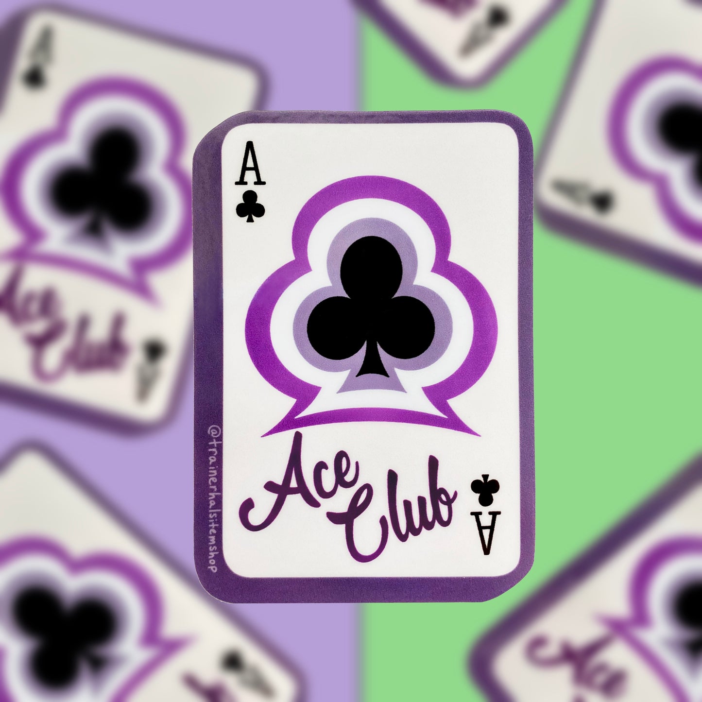 Asexual Pride Sticker | Ace of Clubs Playing Card Decal