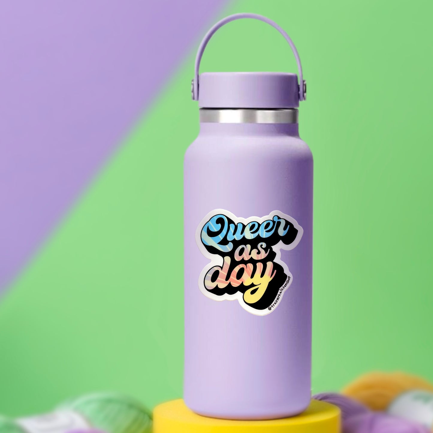 Queer As Day Pride Pun Sticker | Sunny Pastel Sky LGBTQIA+ Decal