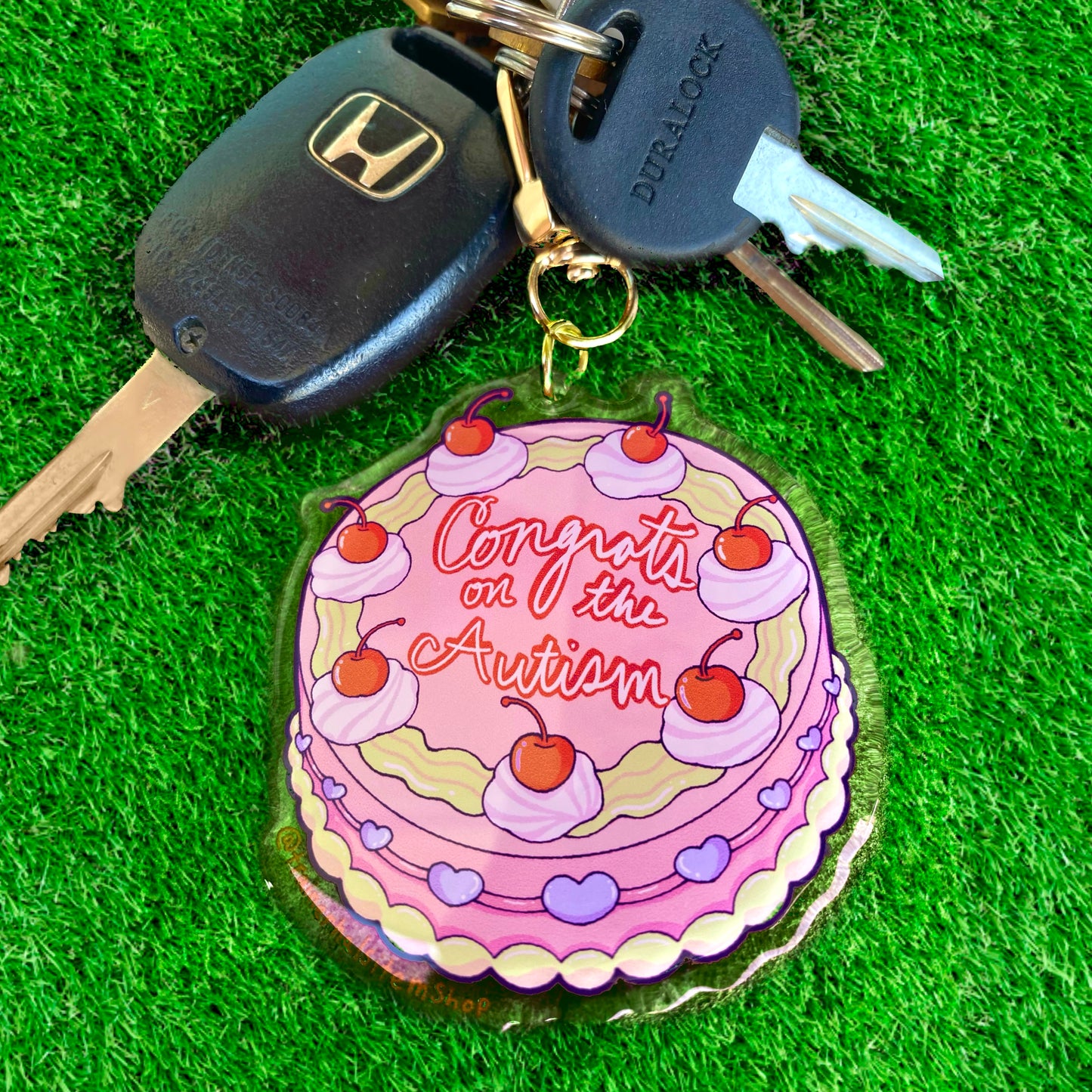 Congrats on the Autism Cake Keychain | Diagnosis Celebration Charm