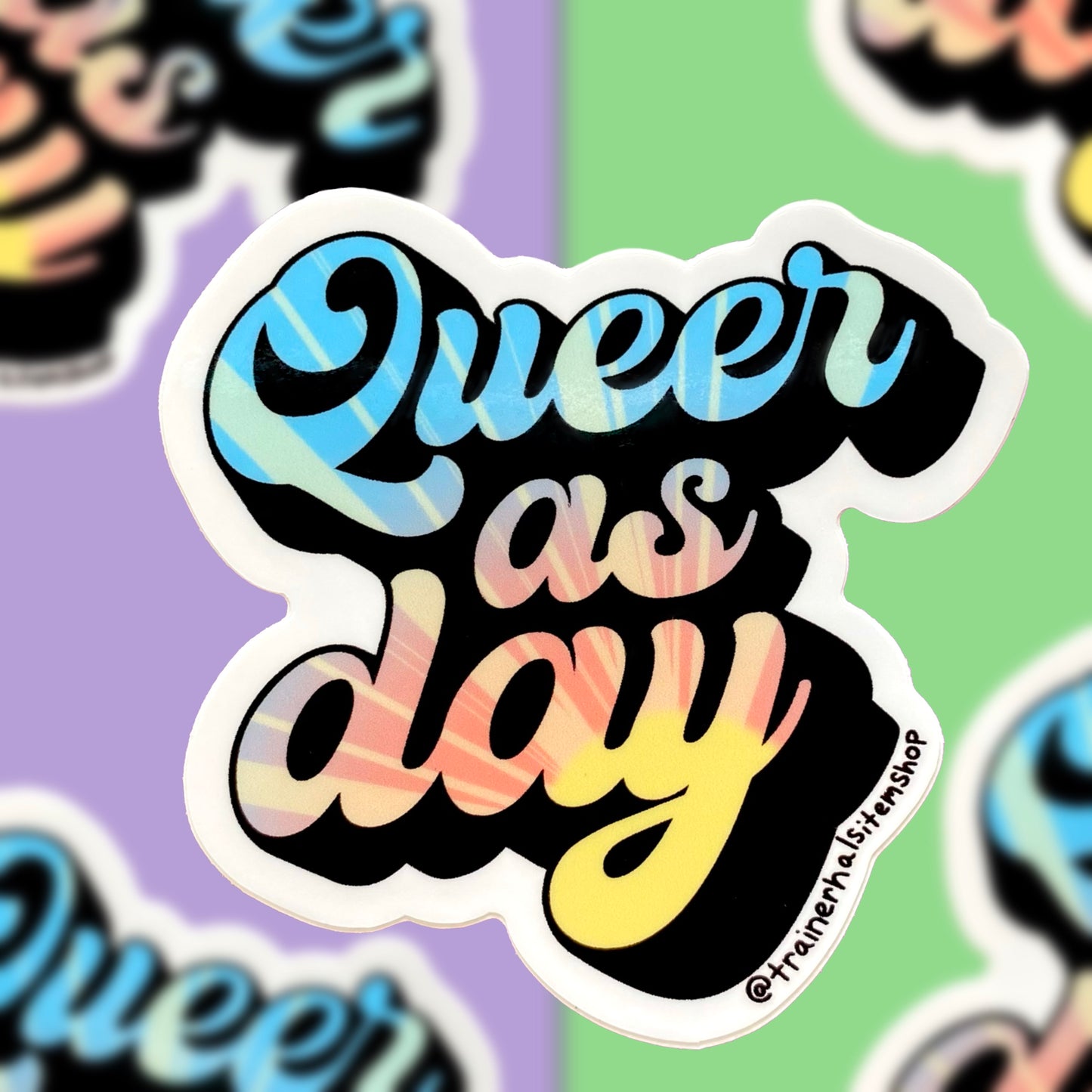 Queer As Day Pride Pun Sticker | Sunny Pastel Sky LGBTQIA+ Decal