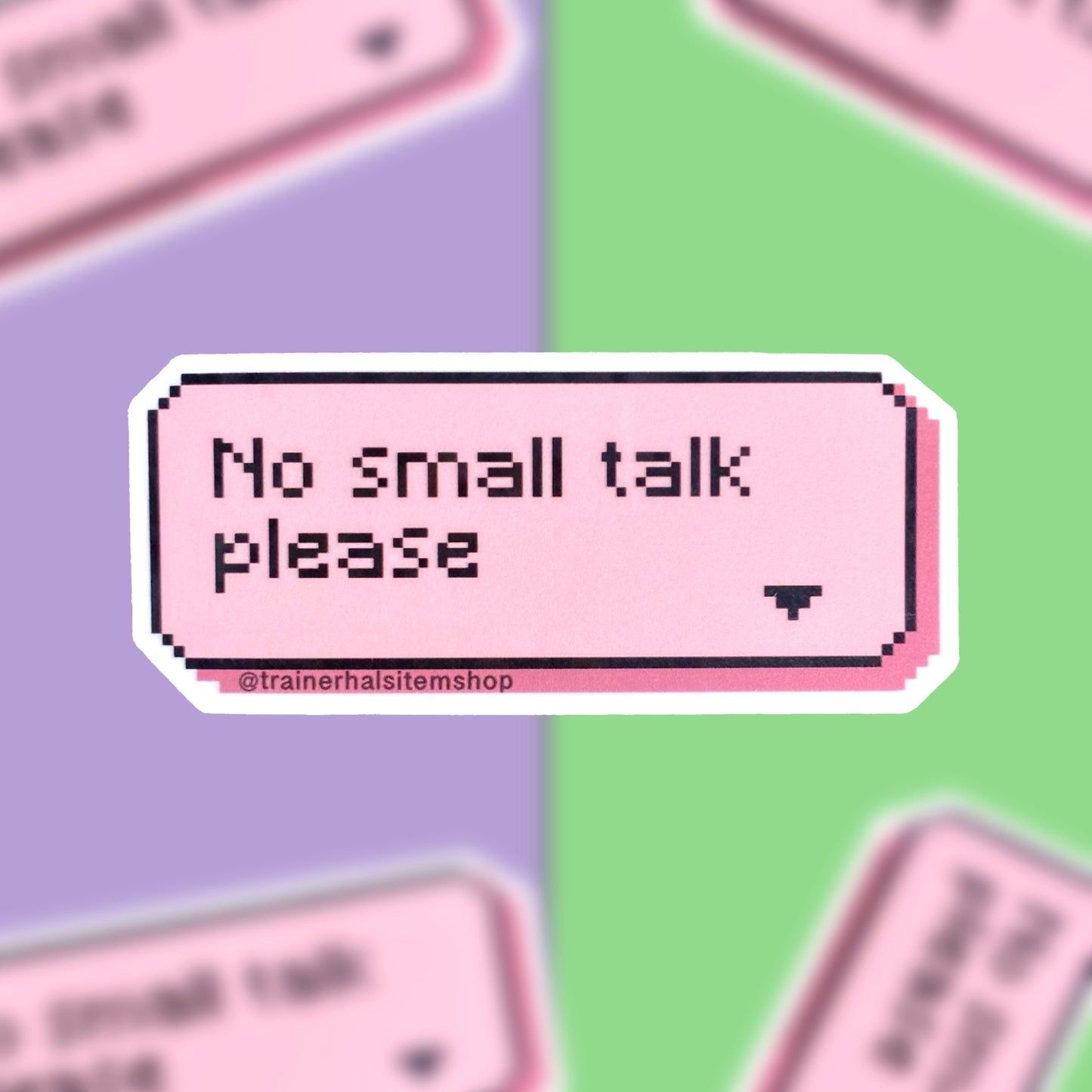 Introvert Gamer Pixel Sticker | Pink No Small Talk Decal