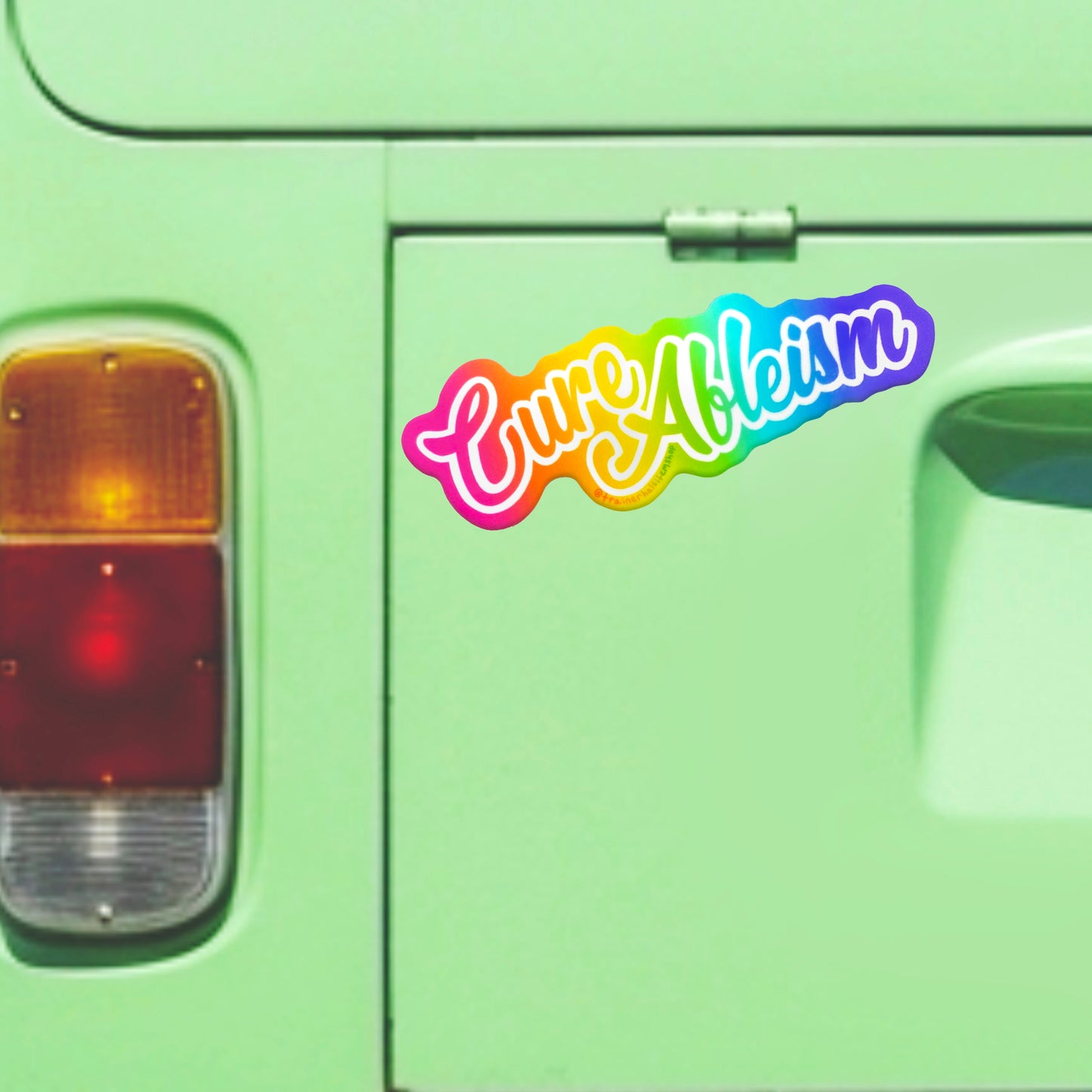 Disability Pride Rainbow Bumper Sticker | Cure Ableism 90s Nostalgia