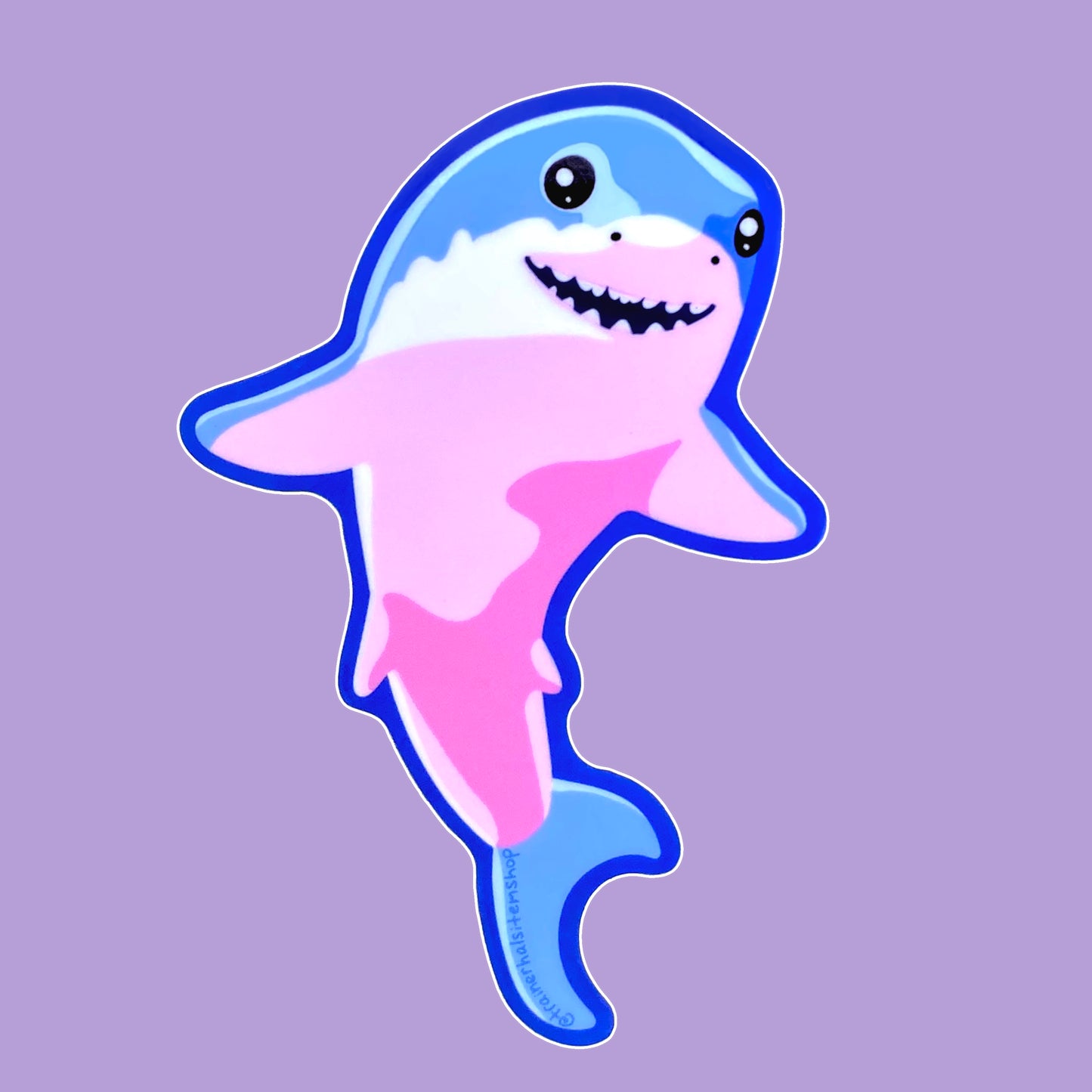Trans Pride Shark Sticker | Cute Nostalgic Blåhaj Decal
