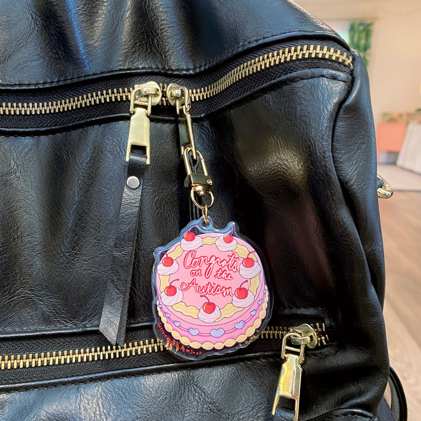 Congrats on the Autism Cake Keychain | Diagnosis Celebration Charm
