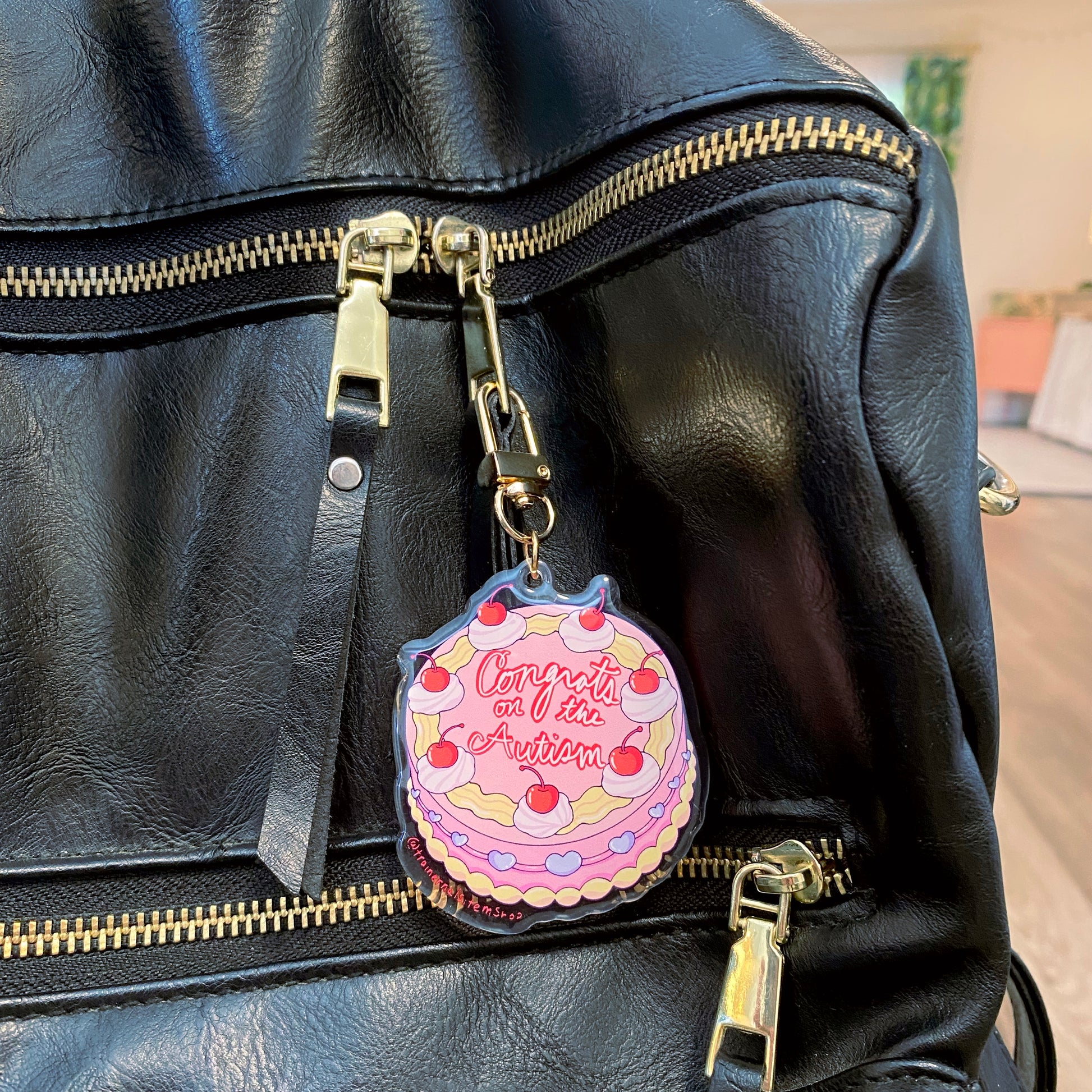 Congrats on the Autism Cake Keychain | Diagnosis Celebration Charm