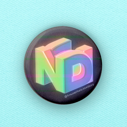 Neurodivergent 64 ND Button Pin — Retro Gamer Aesthetic