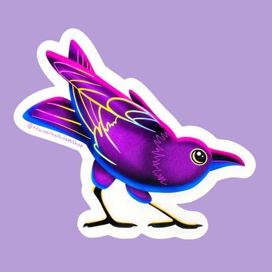 Cute Rainbow Crow Sticker | Colorful 90s Raven Decal