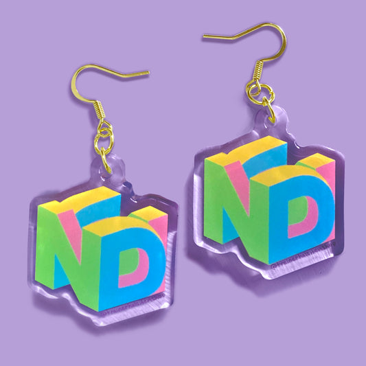 Neurodivergent Pride Earrings | ND 64 Retro Video Game Jewelry 