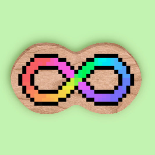 Neurodiversity Pixel Infinity Wooden Pin