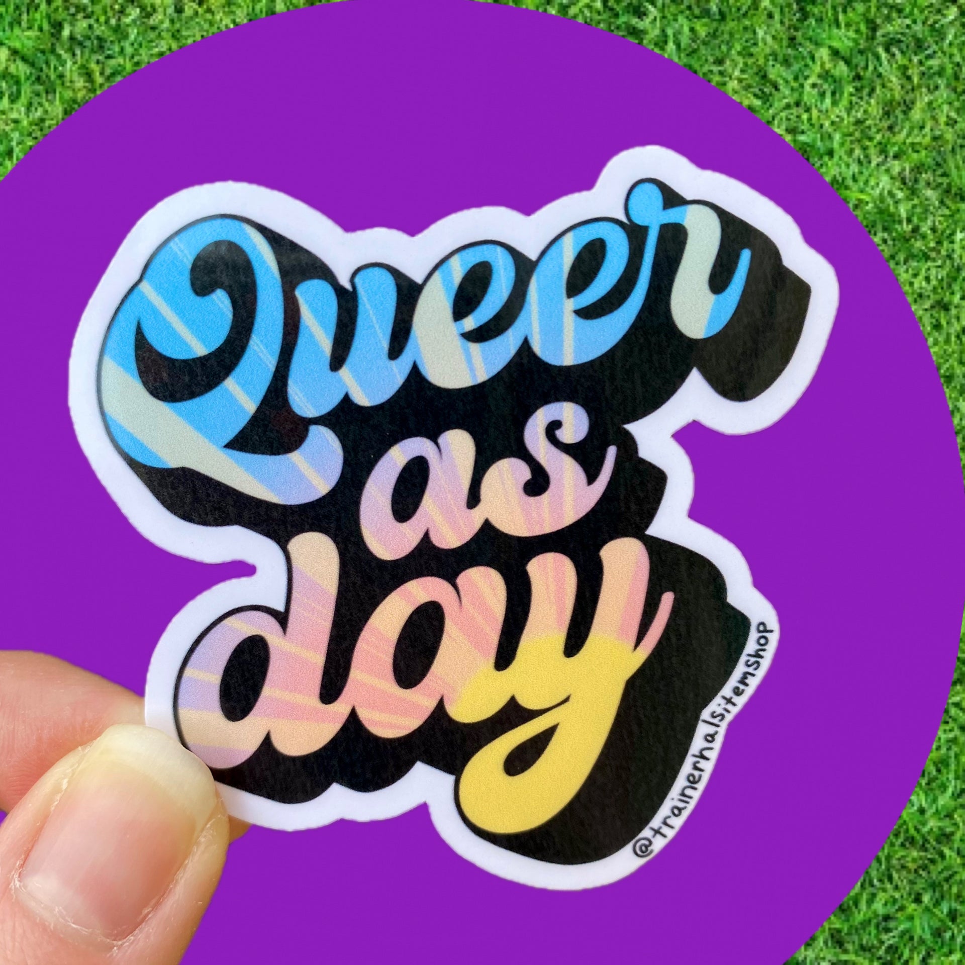 Queer As Day Pride Pun Sticker | Sunny Pastel Sky LGBTQIA+ Decal