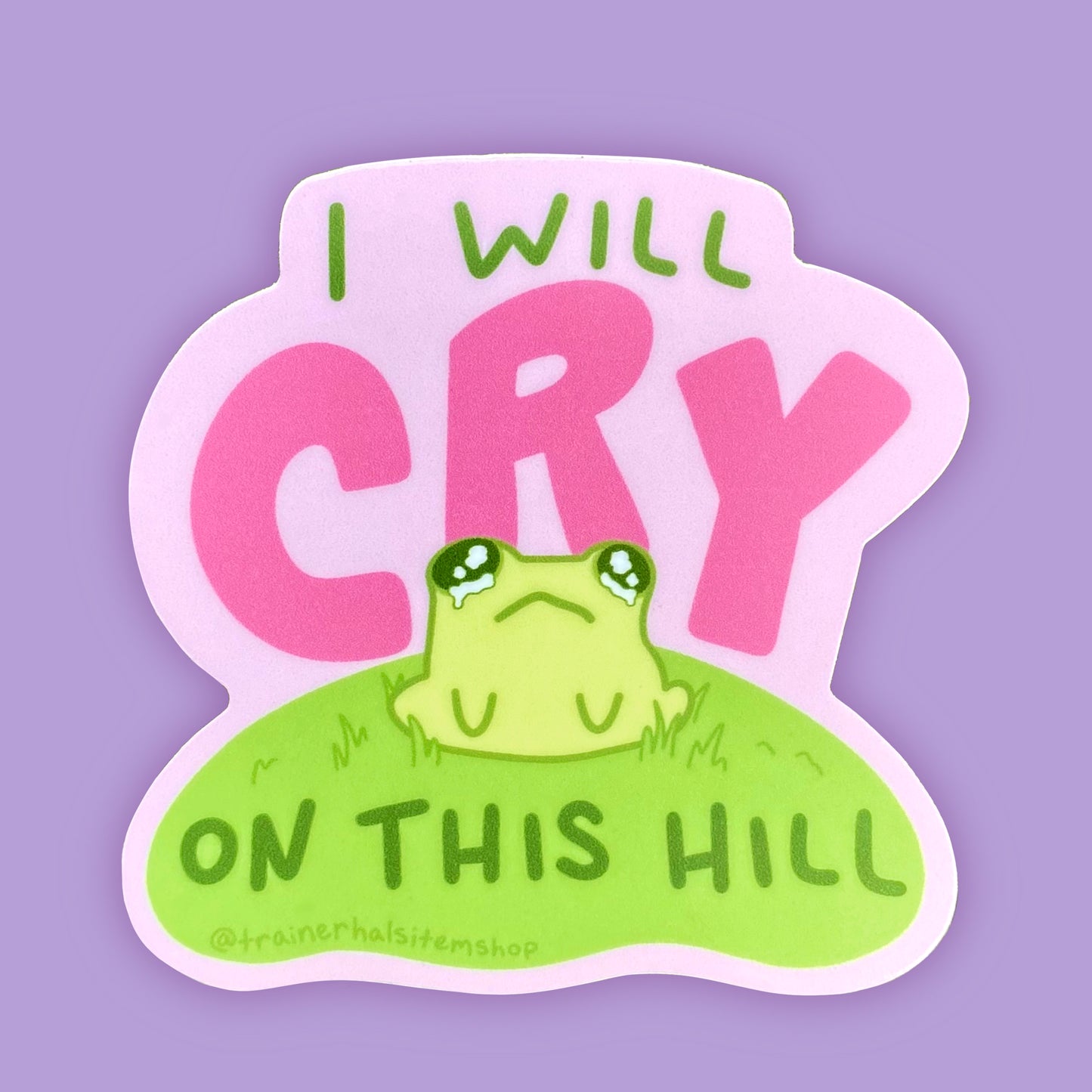 Cute Cottagecore Frog Sticker | Sad Toad Mental Health Decal