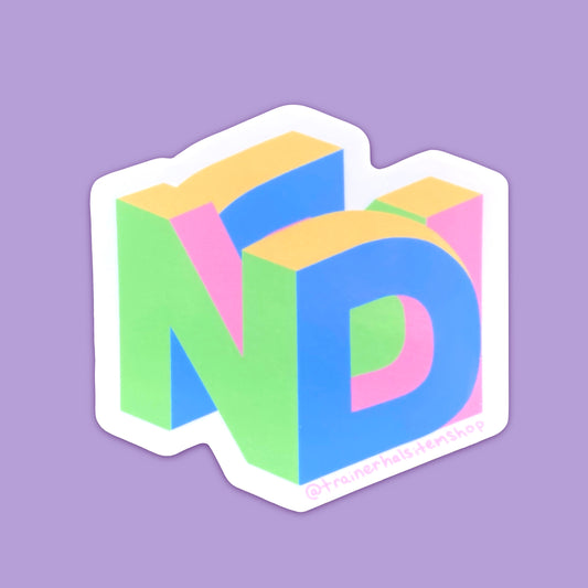 Neurodivergent 64 Retro Video Game Sticker | Neurodiversity Pride Logo