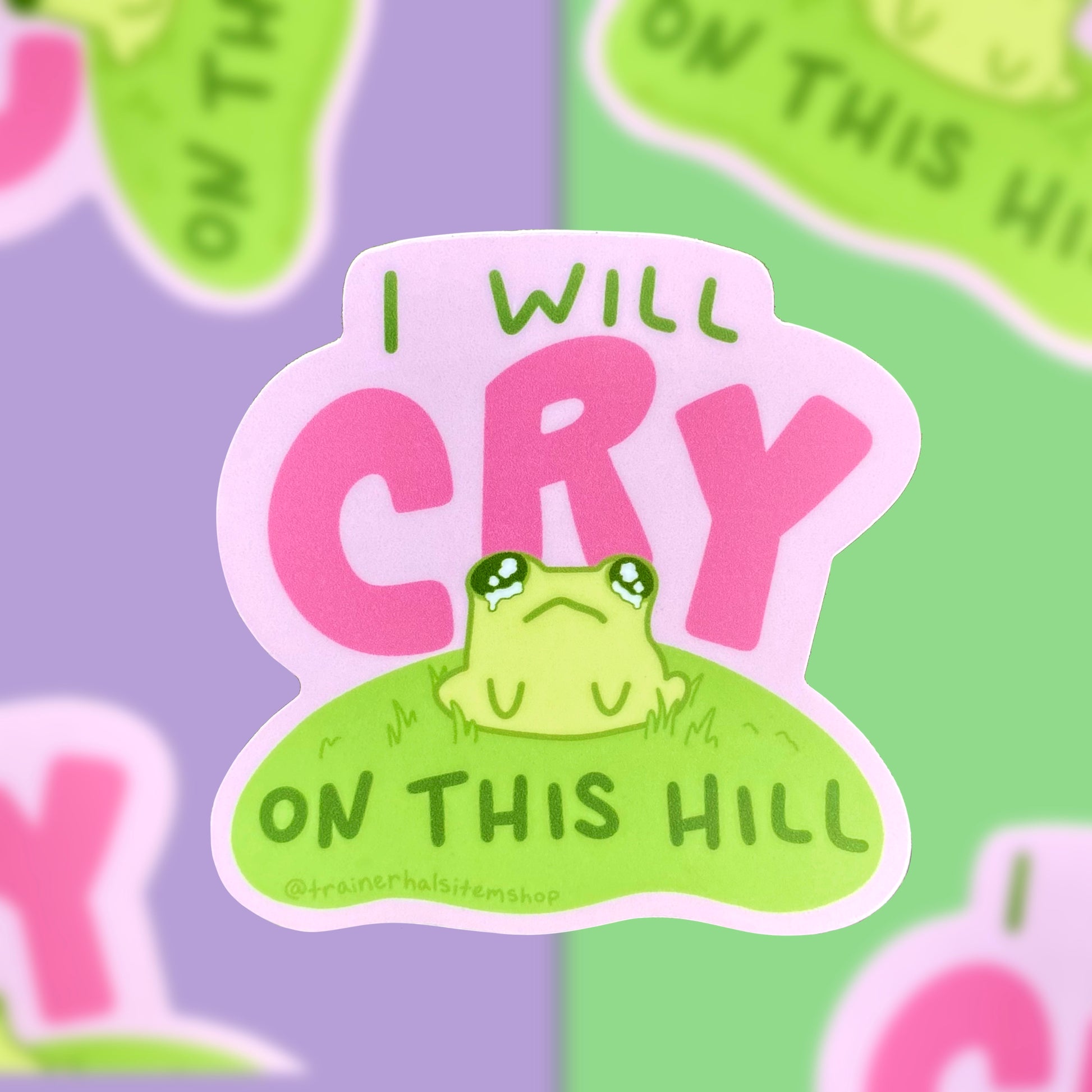 Cute Cottagecore Frog Sticker | Sad Toad Mental Health Decal