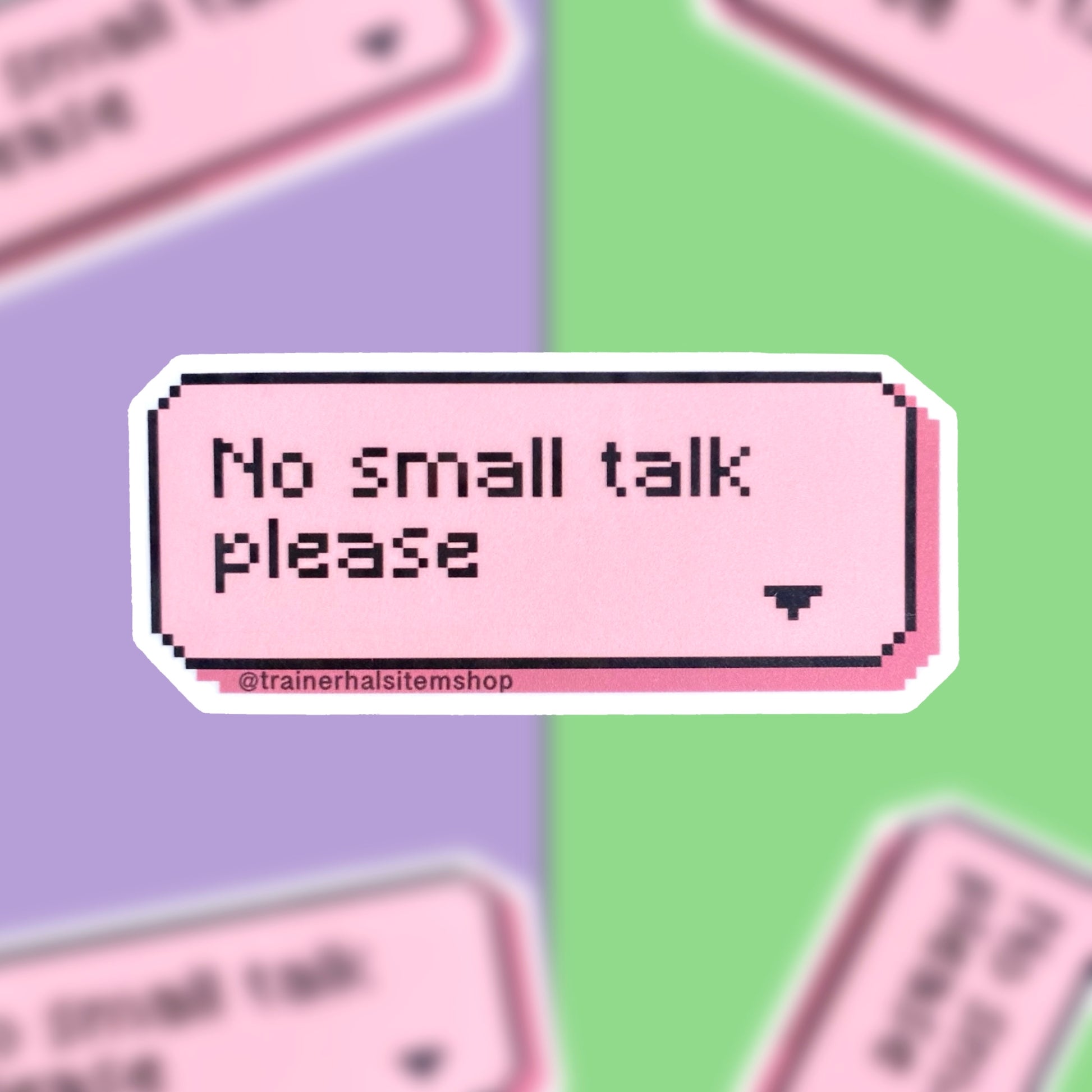 Introvert Gamer Pixel Sticker | Pink No Small Talk Decal