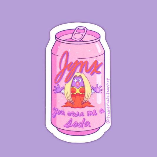 Poke Pun “Jynx You Owe Me a Soda” Sticker | Kawaii Vaporwave Decal 