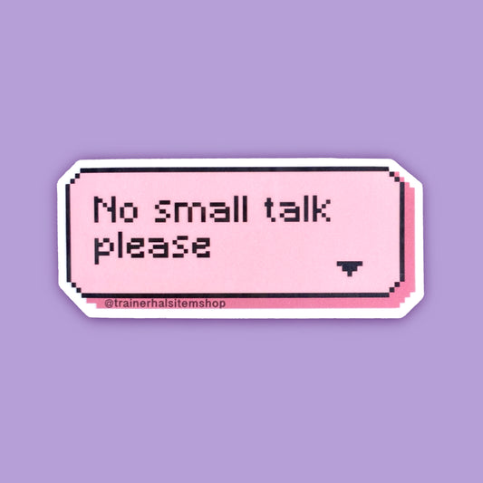 Introvert Gamer Pixel Sticker | Pink No Small Talk Decal
