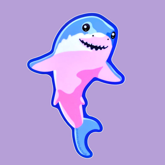 Trans Pride Shark Sticker | Cute Nostalgic Blåhaj Decal