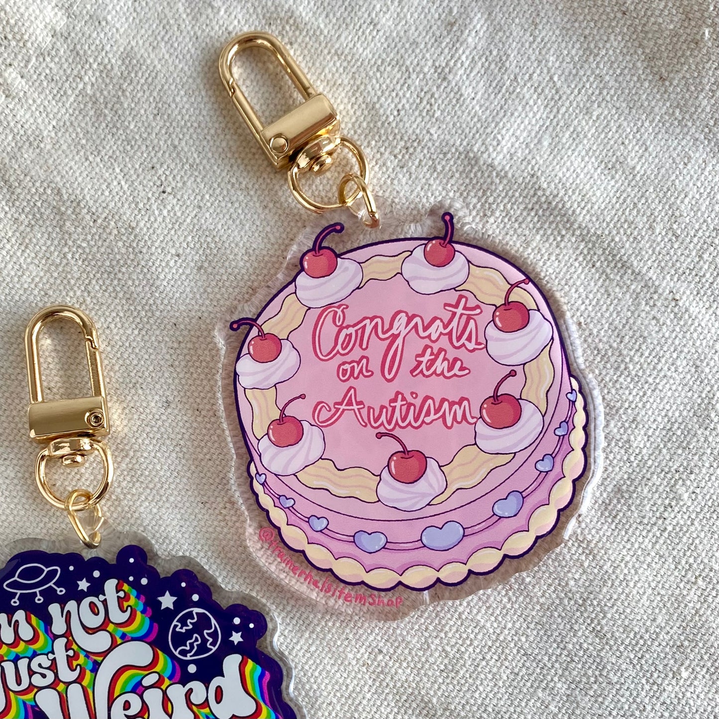 Congrats on the Autism Cake Keychain | Diagnosis Celebration Charm