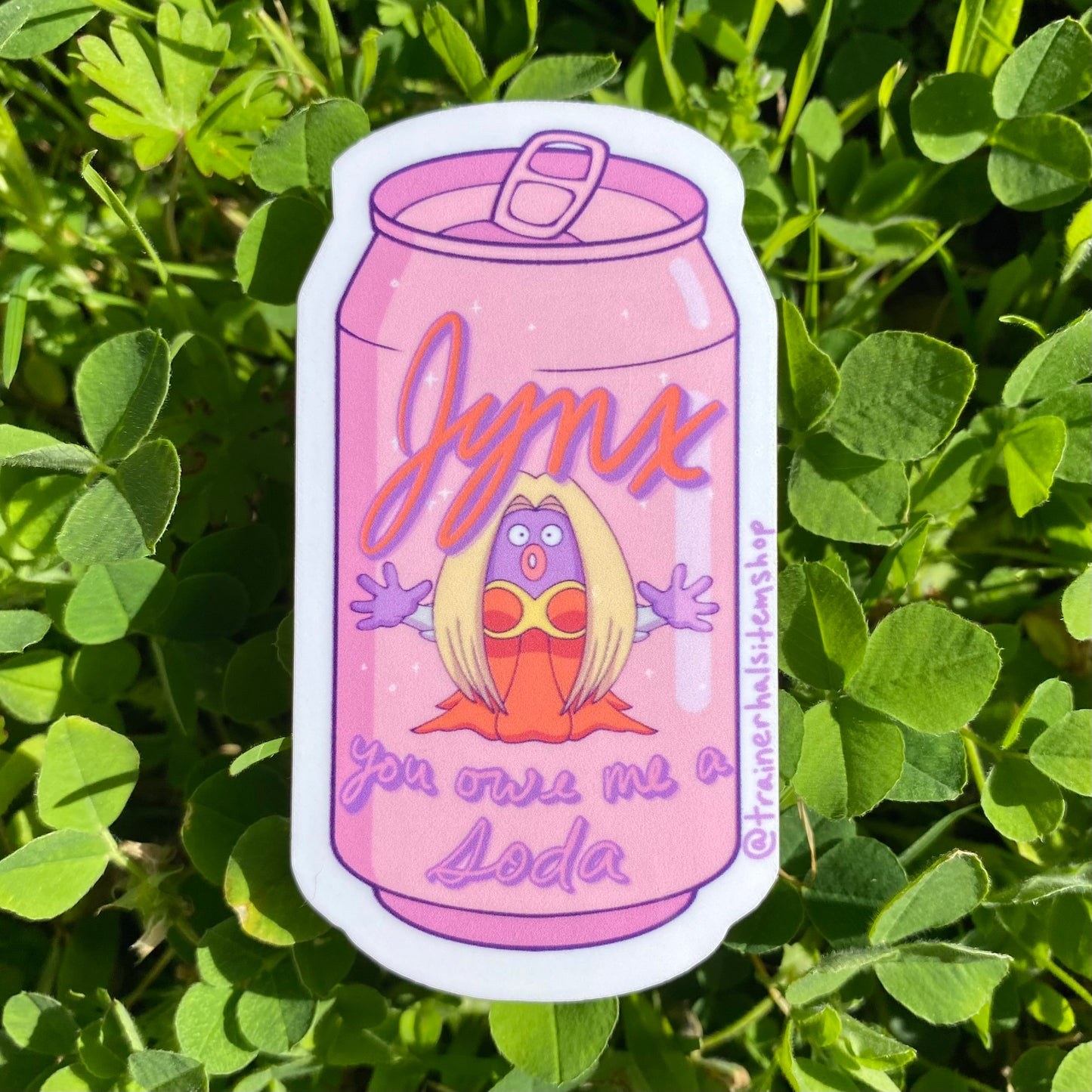 Poke Pun “Jynx You Owe Me a Soda” Sticker | Kawaii Vaporwave Decal 