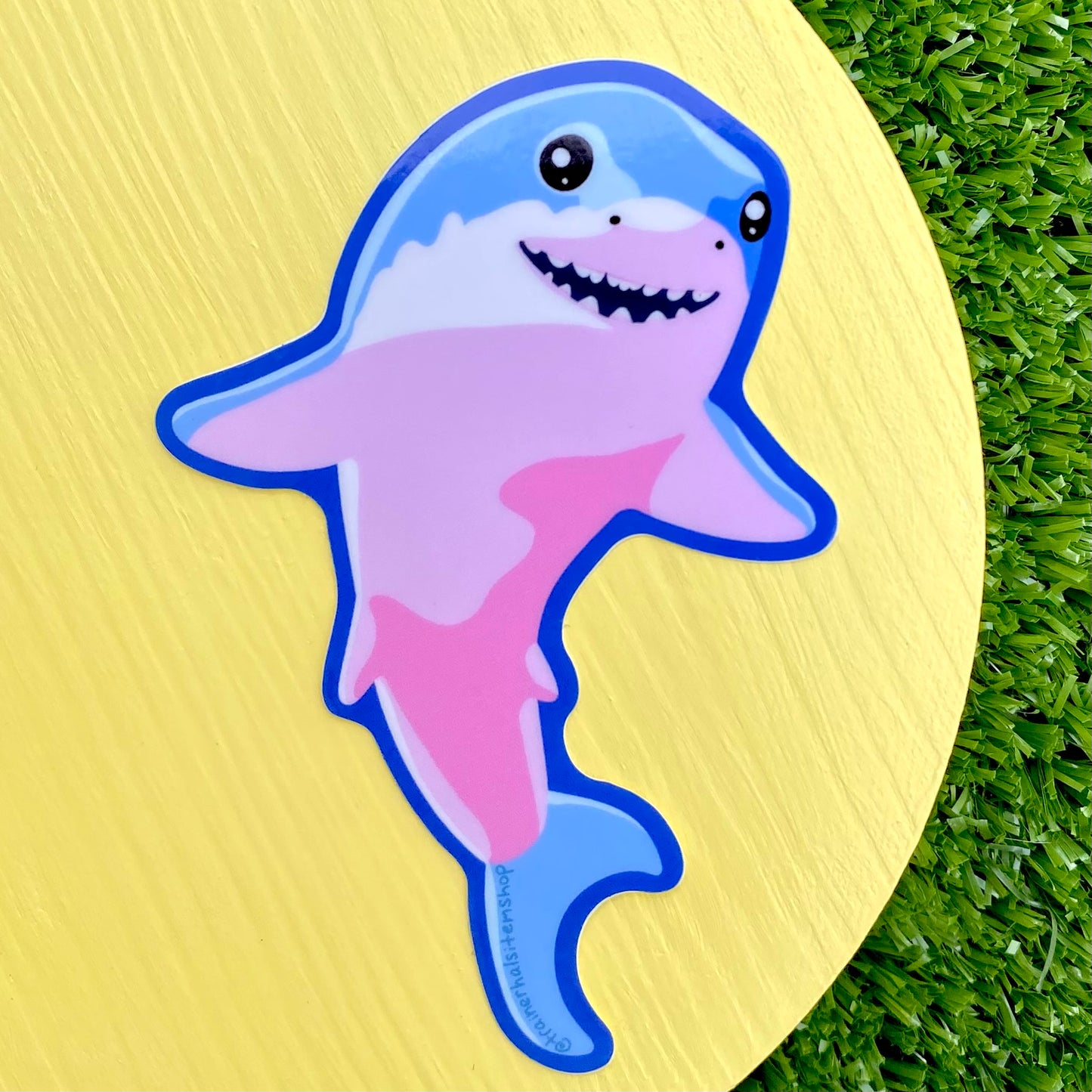 Trans Pride Shark Sticker | Cute Nostalgic Blåhaj Decal