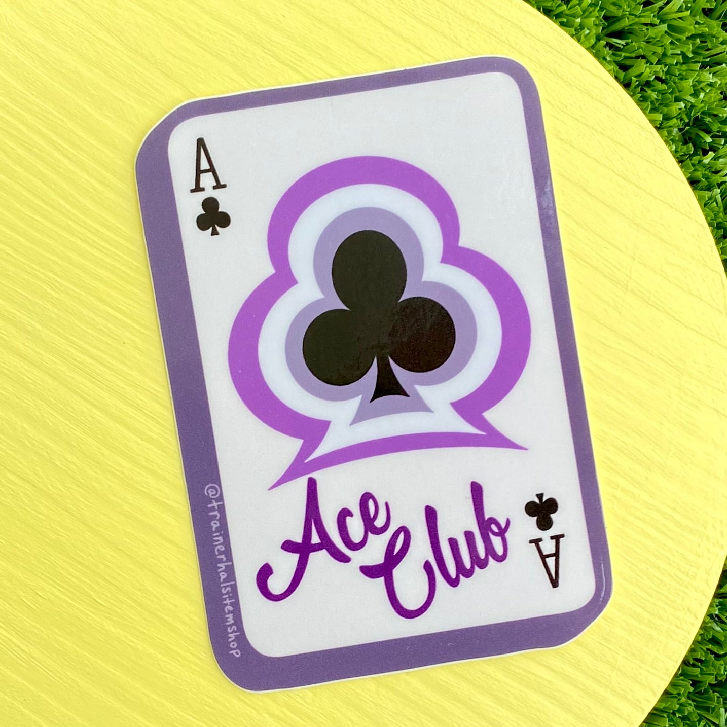 Asexual Pride Sticker | Ace of Clubs Playing Card Decal