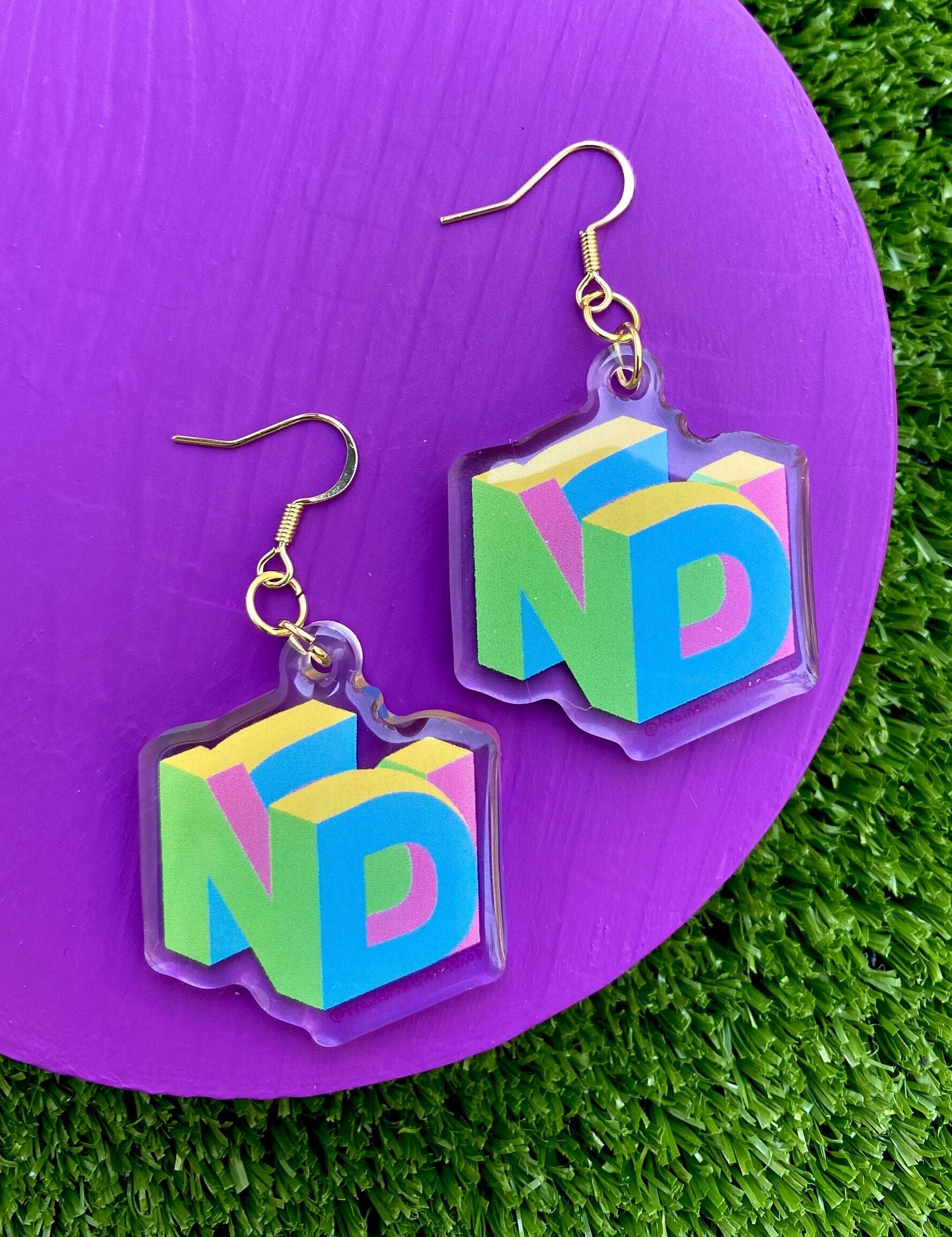 Neurodivergent Pride Earrings | ND 64 Retro Video Game Jewelry 